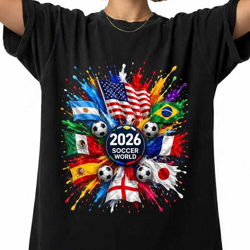 Unisex 100% Cotton Flag Print Soccer T-Shirt