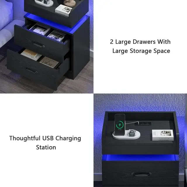 NUVAROX Modern LED Side Table with Storage Drawers - Image 4