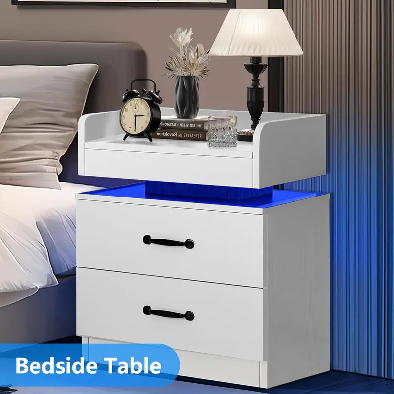 NUVAROX Modern LED Side Table with Storage Drawers - Image 9