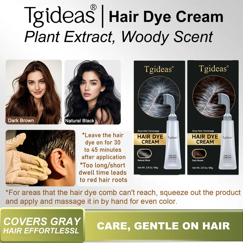 Portable Hair Dye Comb Cream | Full Gray Coverage Hyaluronic Acid