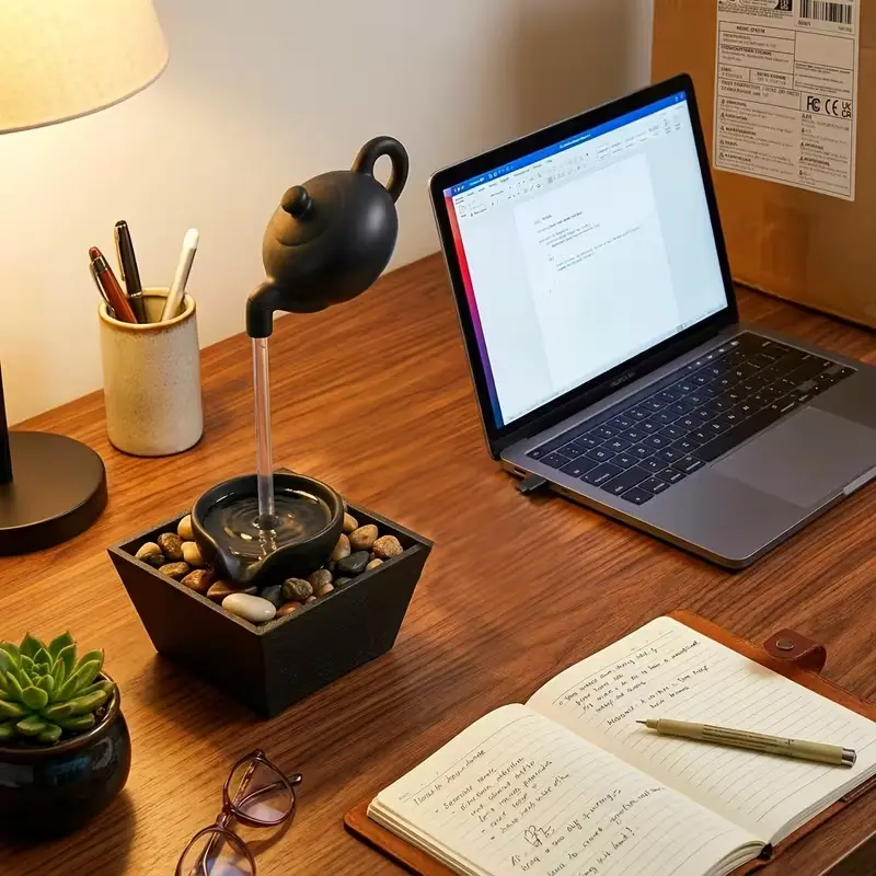 Floating Teapot LED Resin Lamp | Flowing Water Decor
