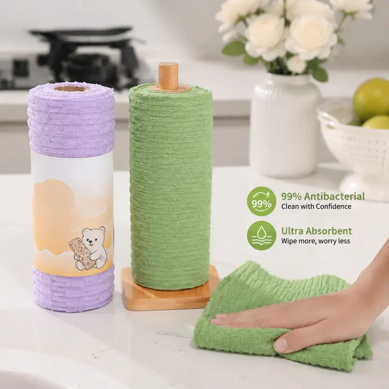 Tearable Plush Cleaning Cloth Roll for Household Cleaning