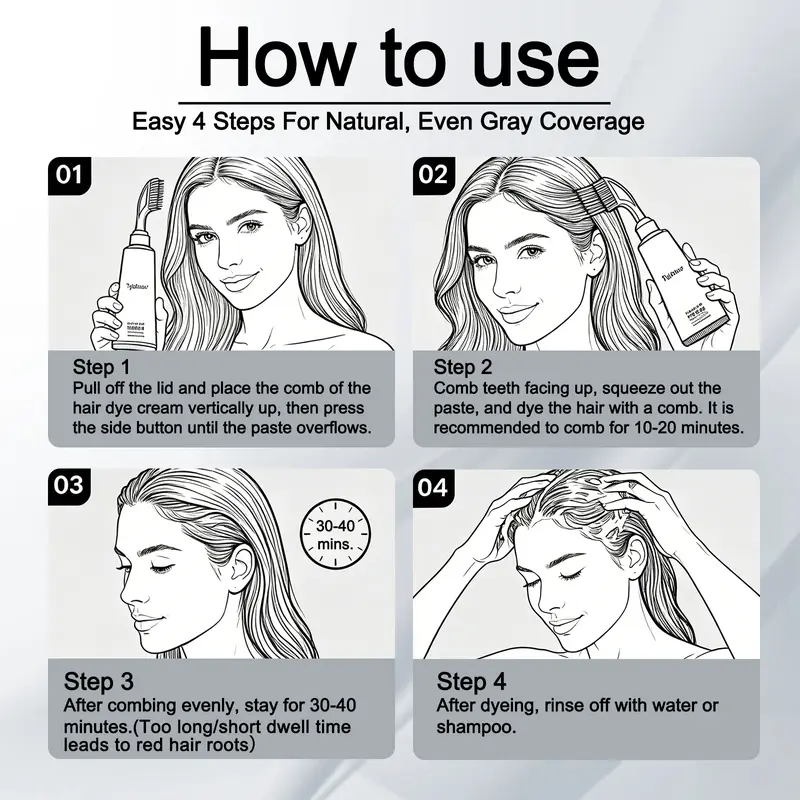 Portable Hair Dye Comb Cream | Full Gray Coverage Hyaluronic Acid - Image 2