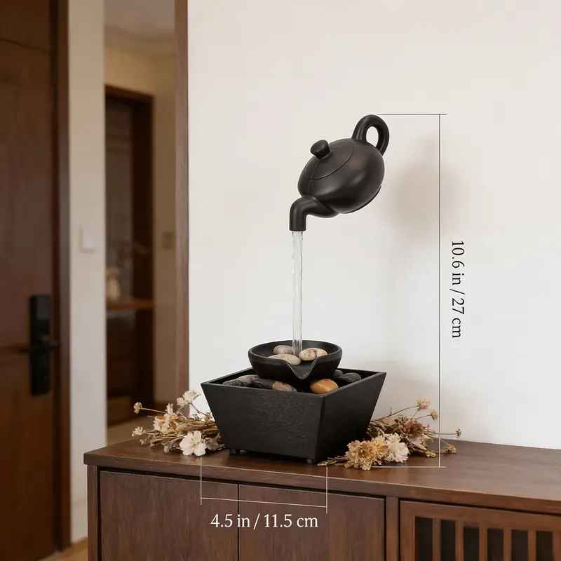 Floating Teapot LED Resin Lamp | Flowing Water Decor - Image 2