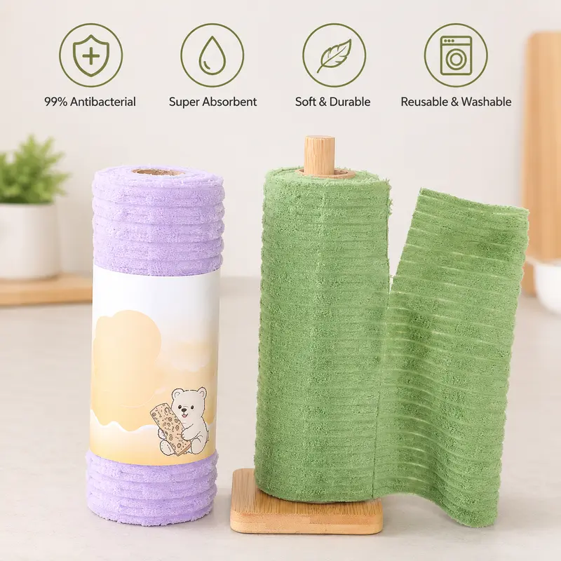 Tearable Plush Cleaning Cloth Roll for Household Cleaning - Image 3