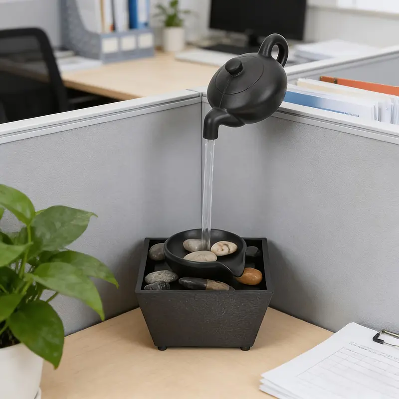 Floating Teapot LED Resin Lamp | Flowing Water Decor - Image 4