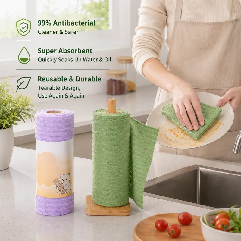 Tearable Plush Cleaning Cloth Roll for Household Cleaning - Image 5